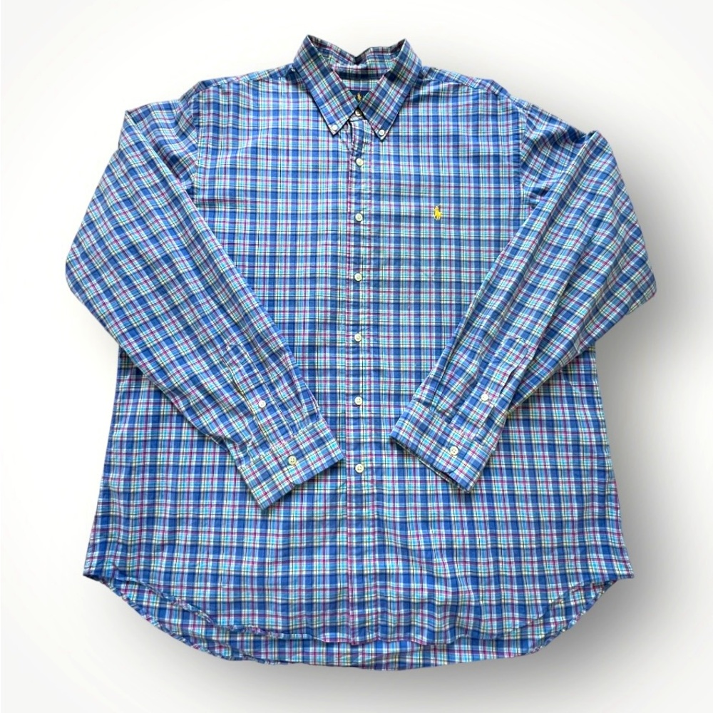 RALPH LAUREN Men’s XXL Plaid Long Sleeve  Shirt Multicolor 100% Cotton